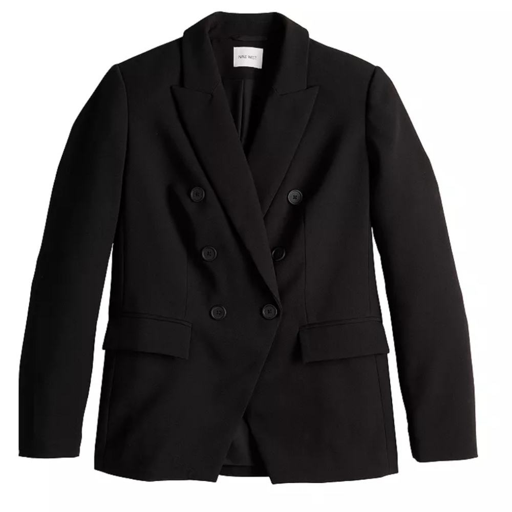 NINE WEST Double Breasted Black Blazer NEW